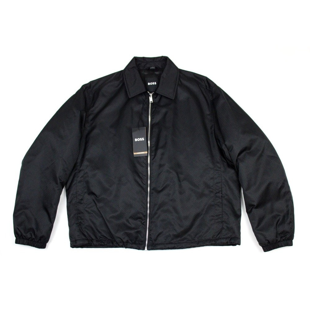 Boss Crestell Micro-Monogram Jacket Mens 40 R Black Water Repellent Full Zip